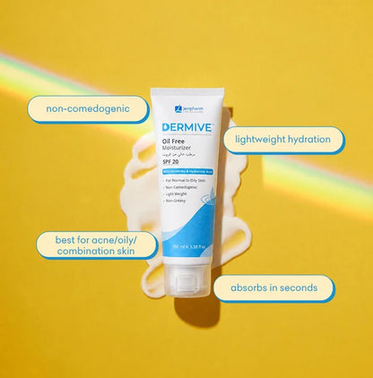 Dermive Oil Free Moisturizer SPF 20 | Ceramides & Hyaluronic Acid | 100ml
