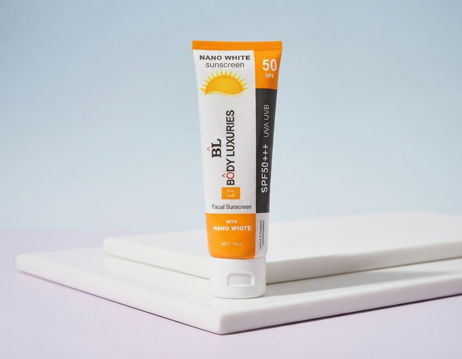 BL Body Luxuries Nano White Sunscreen SPF 50 – UVA & UVB Facial Sunscreen 75ml